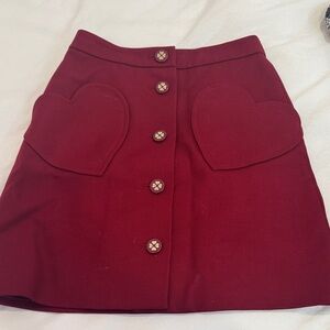 Kate Spade Red Mini Skirt with Heart Pockets